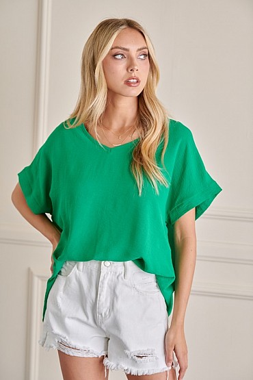 Plus Size Solid Airflow Top WT6635PL