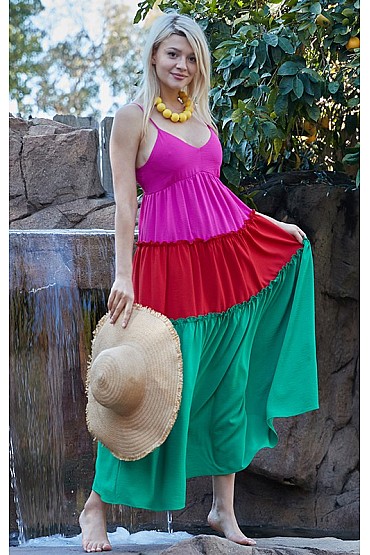 Multicolor Tiered Maxi Dress WD80147