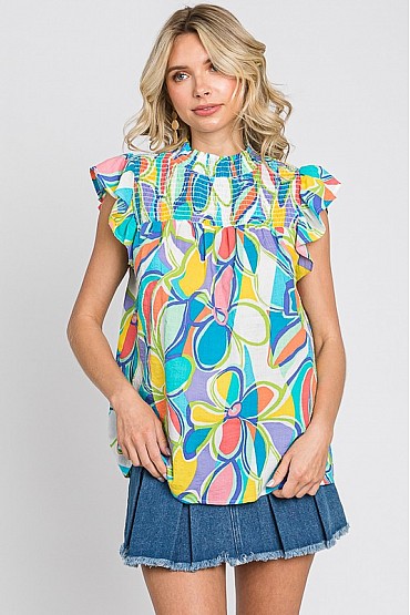 Plus Smocked Floral Top WT60637PL