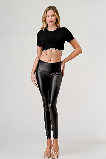 Faux Leather High-Waisted Leggings: WP60691