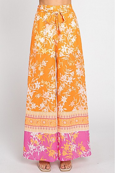 Plus Multicolor Floral Print Pants: WP60585PL