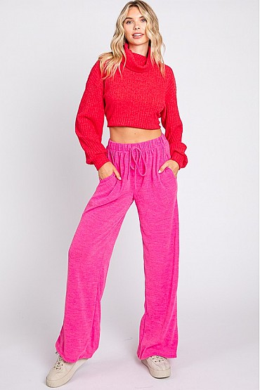 Plus Solid High Waisted Pants: WP60883PL