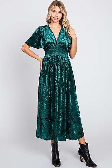 Plus Velvet Short Sleeve Dress: WD60788PL