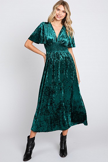 Velvet Short Sleeve Dress: WD60788
