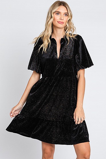 Plus Glitter Velvet Dress: WD60937PL
