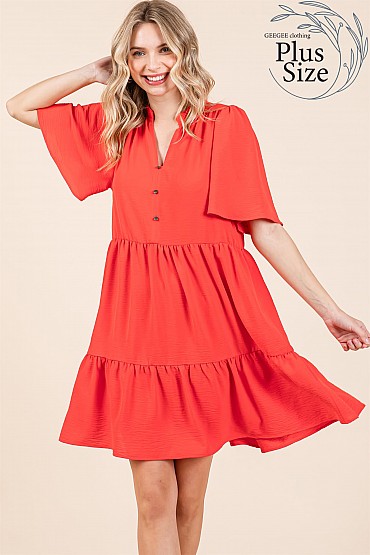 Plus Tiered Loose Fit Dress: WD61708PL