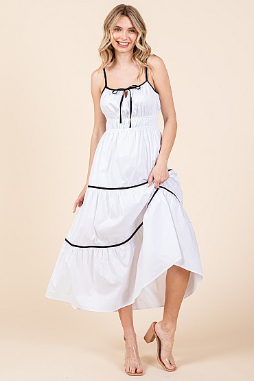 Piping Detailed Maxi Sundress: WD61535