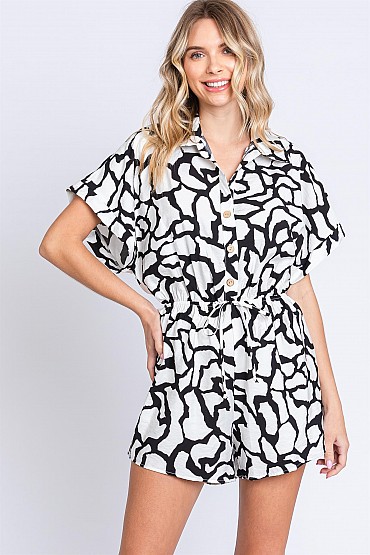 Abstract Print Classy Romper: WR61757