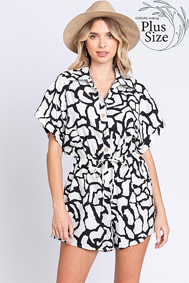 Plus Abstract Print Classy Romper: WR61757PL