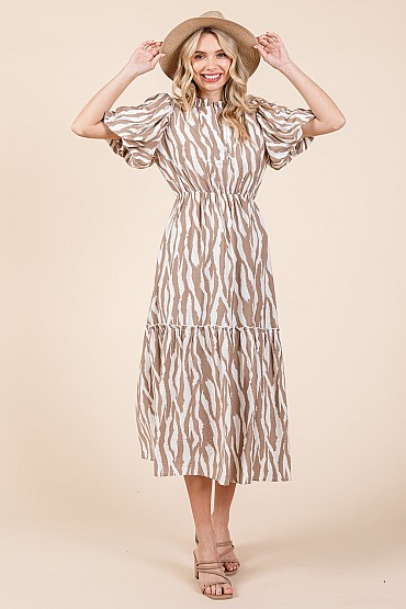 Zebra Print Tiered Maxi Dress, WD61512