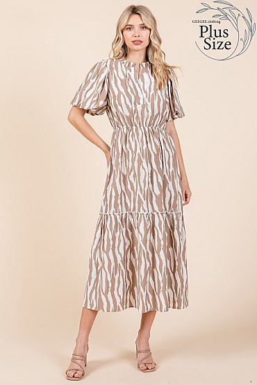 Plus Zebra Print Tiered Maxi Dress, WD61512PL