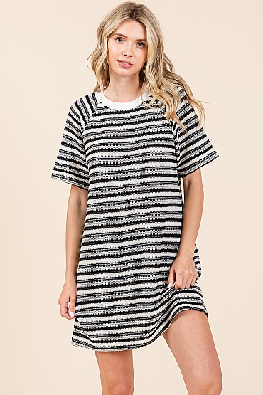 Stripe Pattern See-Through Knit Mini Dress, MD50641