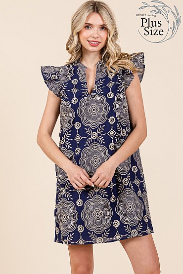 Plus Greek Goddess-Like Embroidered Mini Dress, WD62076PL