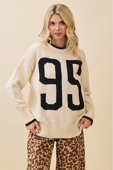 Numbered Knit Sweater OT51782