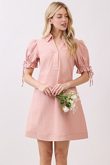 Denim Puff Sleeve Short Dress MD52112