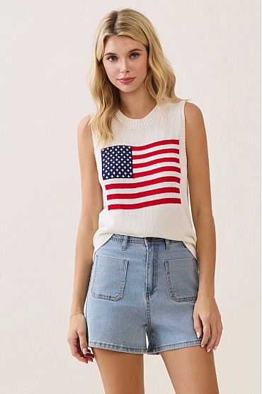 Sleeveless Flag Knit Top OT52294
