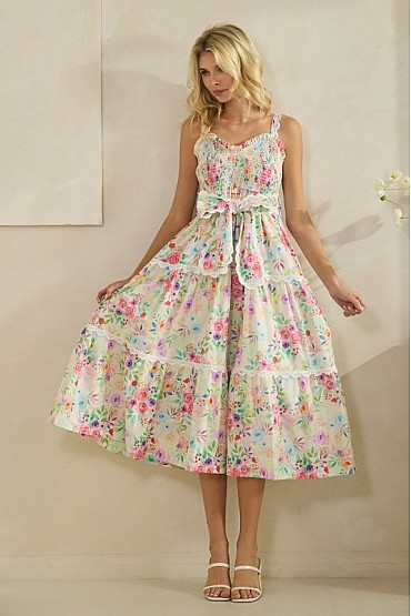 Floral Smocked Midi Dress CD52540