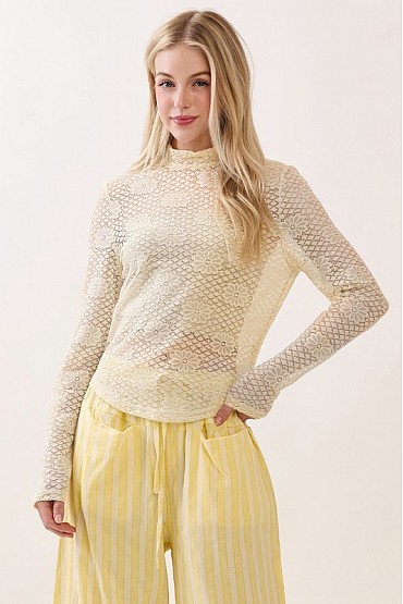 Sheer Floral Lace Top MT52137