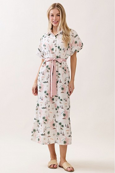 Puff Sleeve Button-Front Dress CD52691