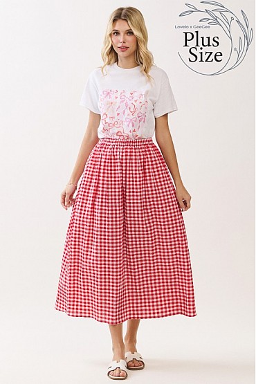 Plus Size Gingham Maxi Skirt WS52550PL