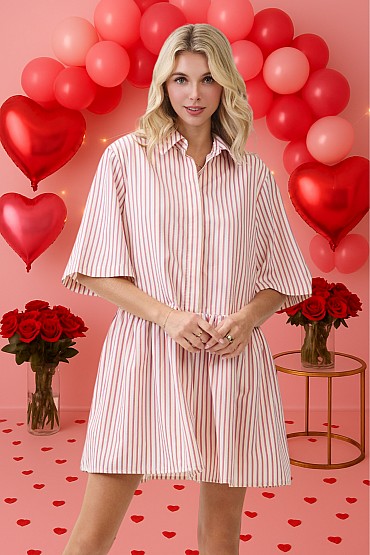 Striped Collared Shirt Dress MD52303