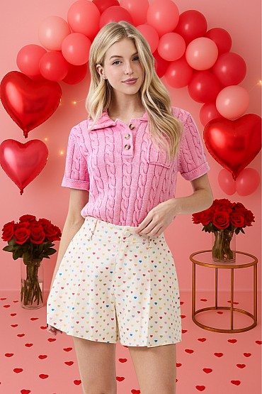 Heart Print High-Waist Shorts MP52335