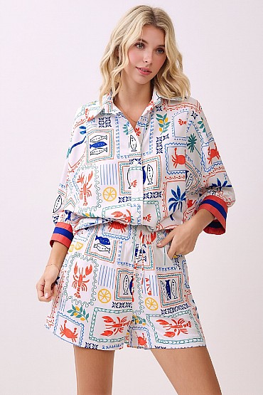 Coastal Tile Novelty Print Shorts CP52690