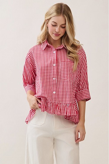 Gingham Button-Up Shirt CT52493