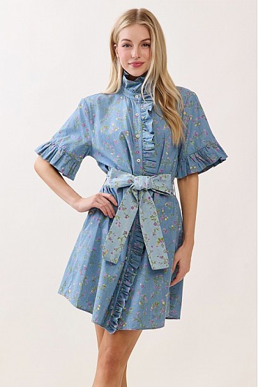 Floral Ruffle Shirt Dress CD52664