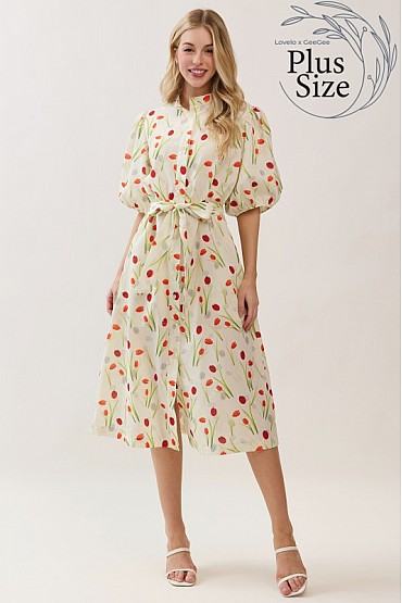 Plus Size Floral Print Midi Dress CD52681PL