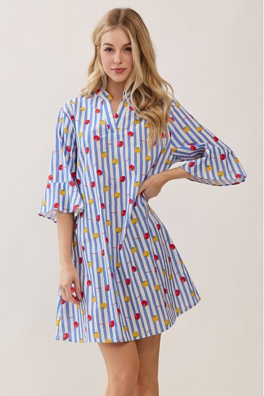 Striped Fruit Print Dress CD52684