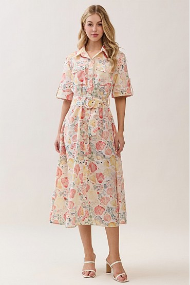 Seashell Print Midi Dress CD52702