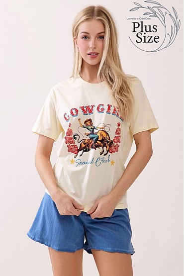 Plus Size Cowgirl Print Graphic Tee WT52600PL