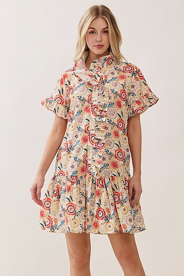 Floral Print Ruffle Dress CD52734