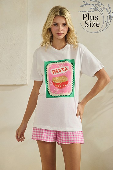 Plus Size Pasta Graphic Tee WT52624PL